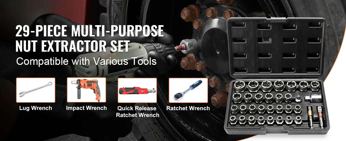 29-Piece Bolt Extractor Set for Stripped, Rusted Nuts & Bolts - Image 8