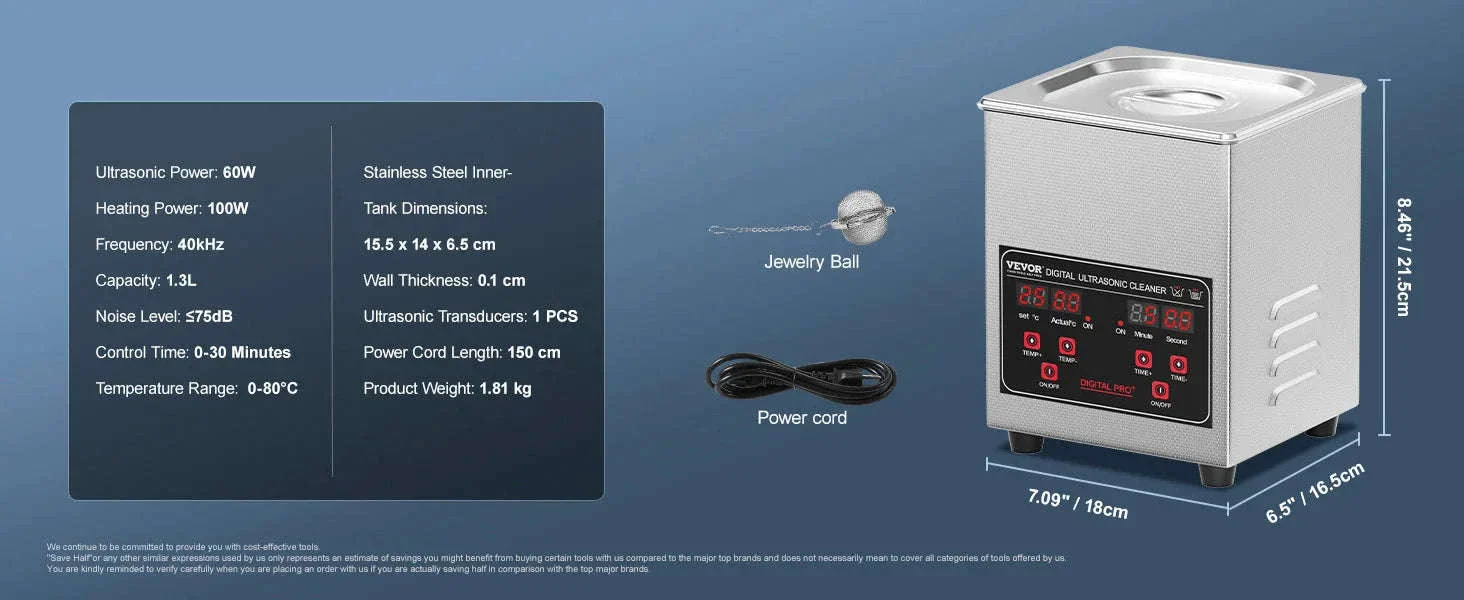 Professional Ultrasonic Cleaner for Jewelry, Glasses and Tools - Image 13
