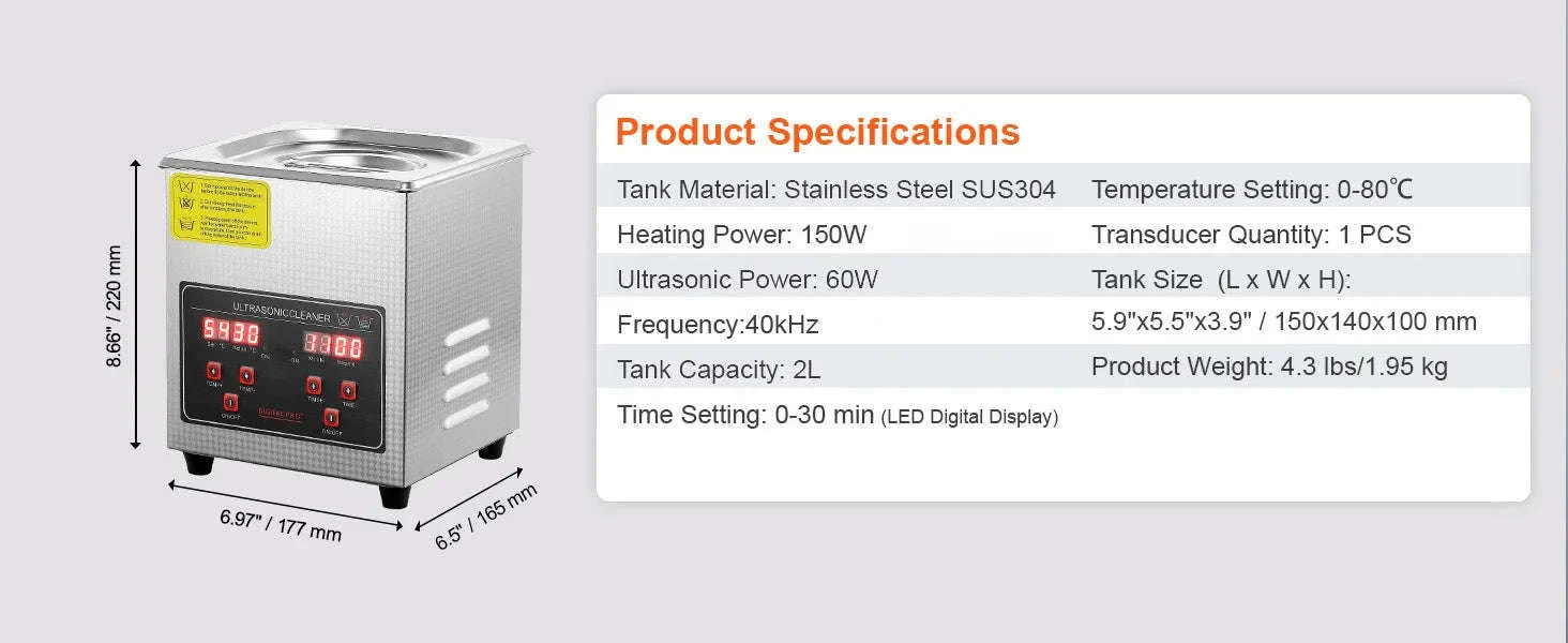 Professional Ultrasonic Cleaner for Jewelry, Glasses and Tools - Image 14