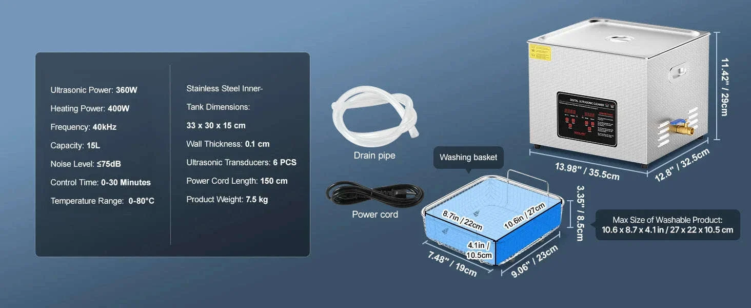 Professional Ultrasonic Cleaner for Jewelry, Glasses and Tools - Image 18