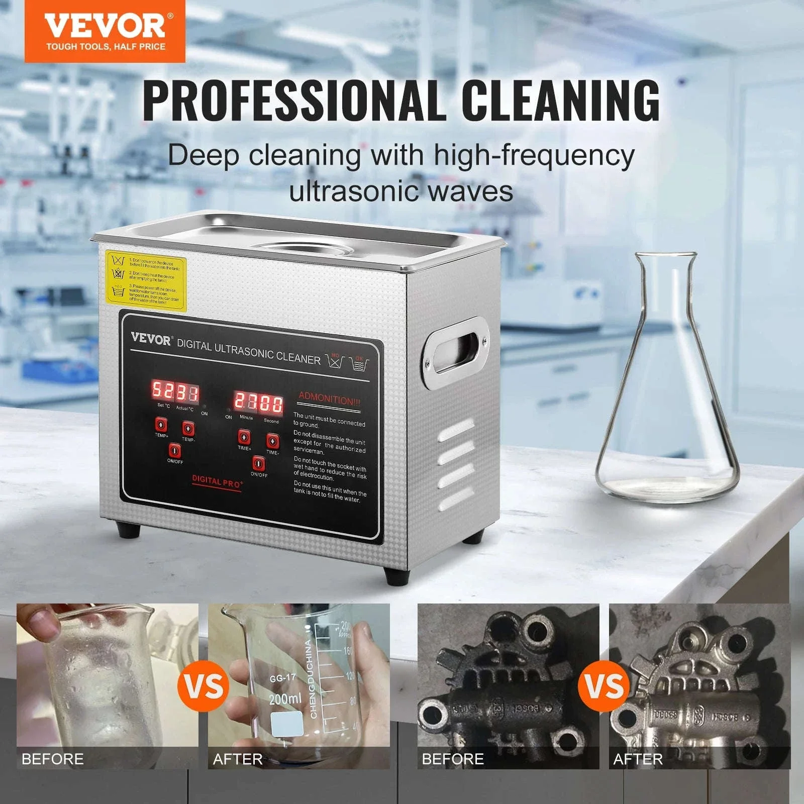 Professional Ultrasonic Cleaner for Jewelry, Glasses and Tools - Image 2