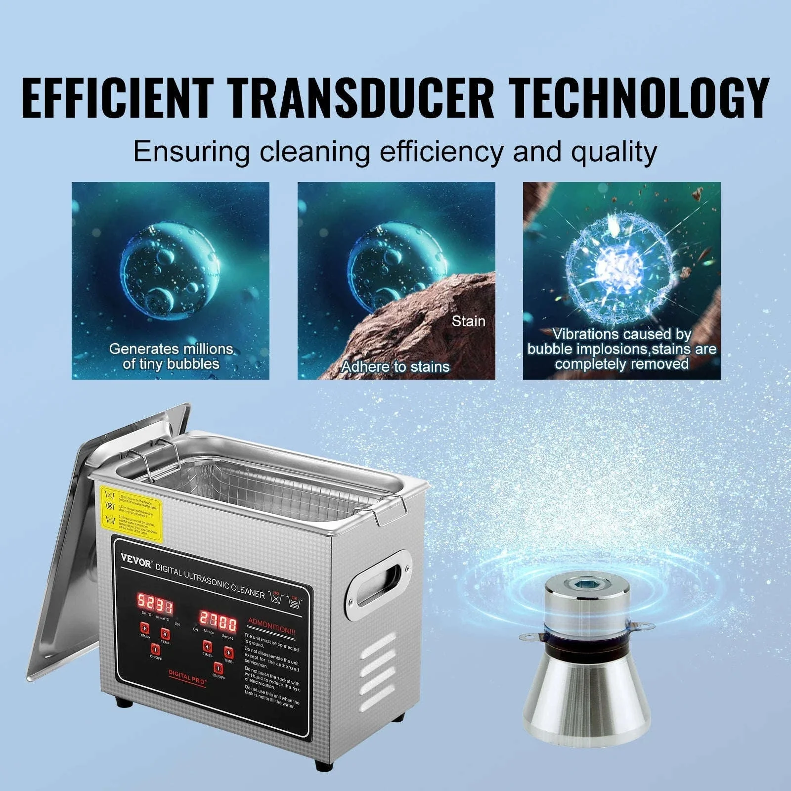 Professional Ultrasonic Cleaner for Jewelry, Glasses and Tools - Image 3