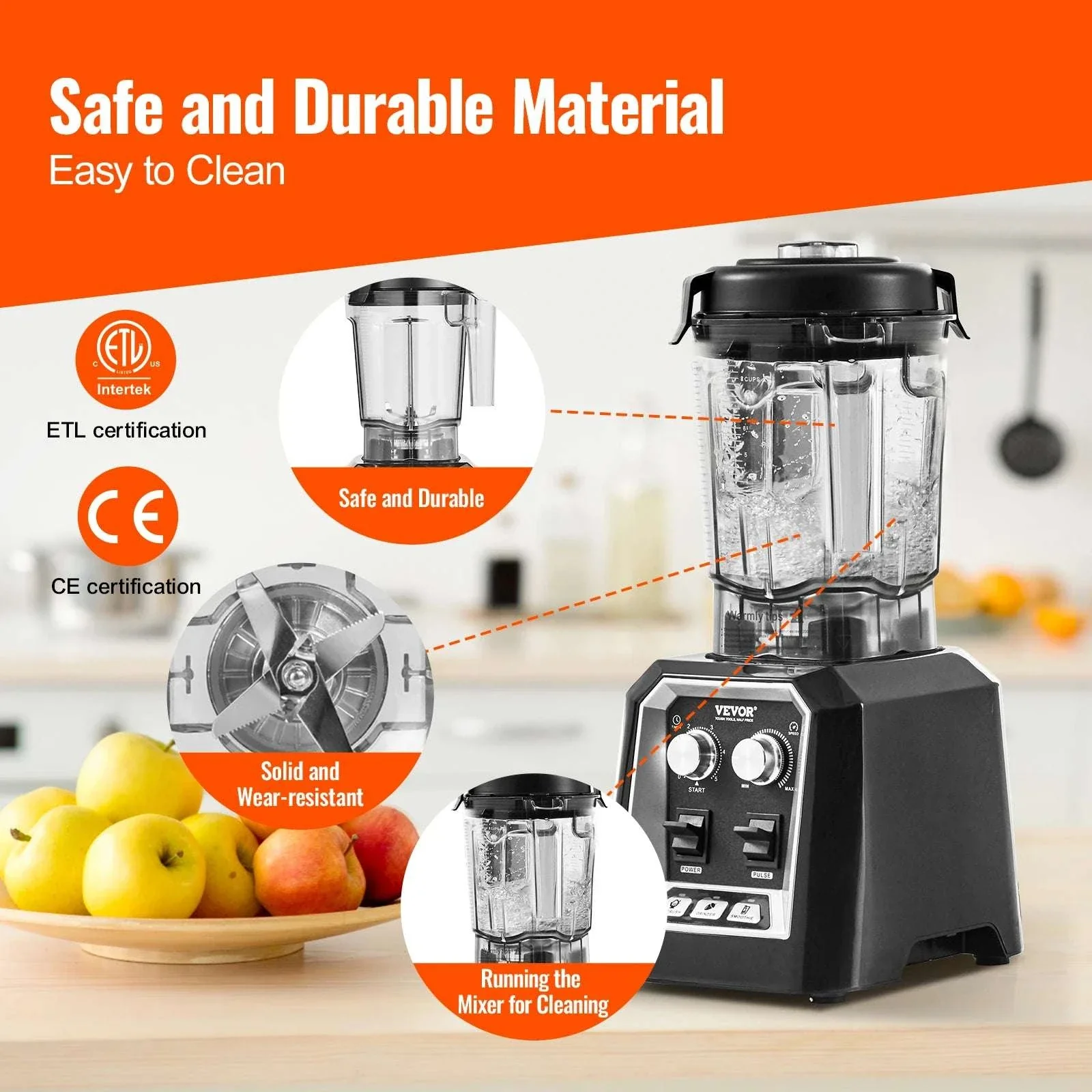 2L Professional Smoothie Blender 2200W High Power Countertop Mixer - Image 5