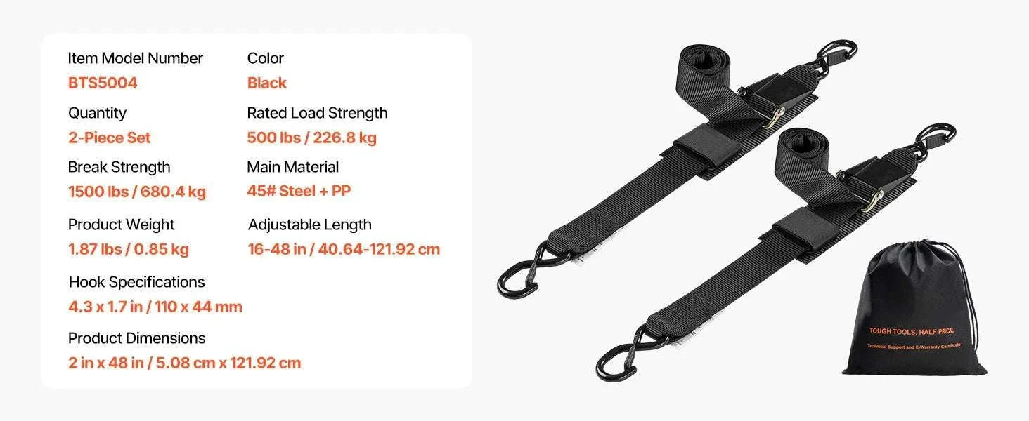 Retractable Ratchet Straps 2in Cargo Tie Down with S Hooks (2-Pack) - Image 19