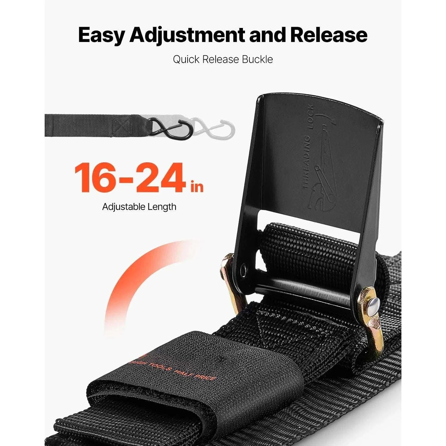Retractable Ratchet Straps 2in Cargo Tie Down with S Hooks (2-Pack) - Image 5