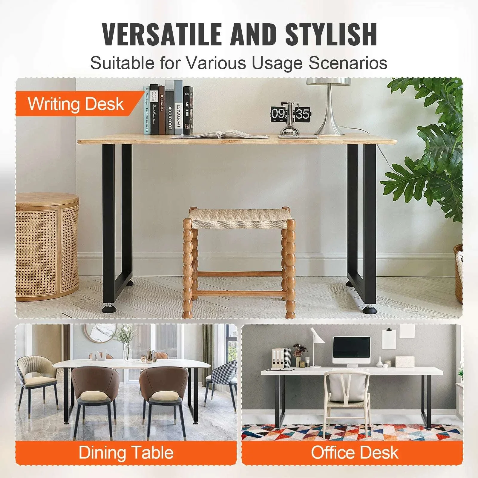 28" Adjustable Steel Table Legs Set – Heavy Duty 1000 lb Support - Image 3