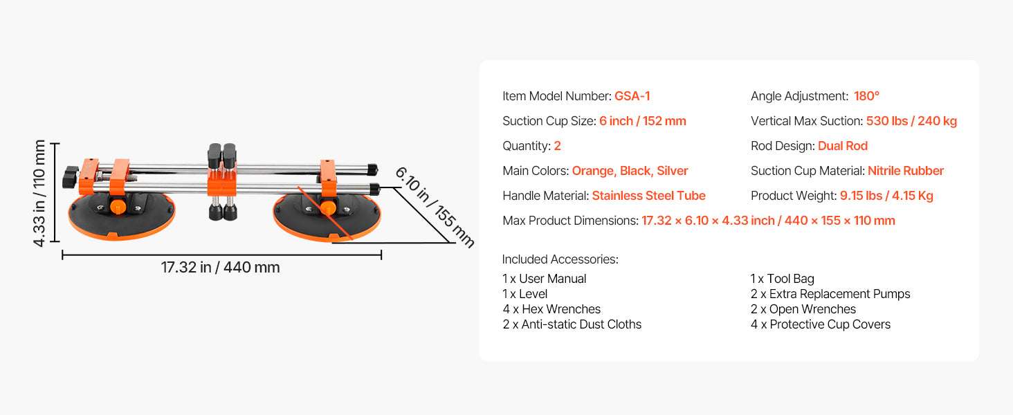 2PCS Seam Setter with 6in Vacuum Cups for Tile & Stone Leveling - Image 13