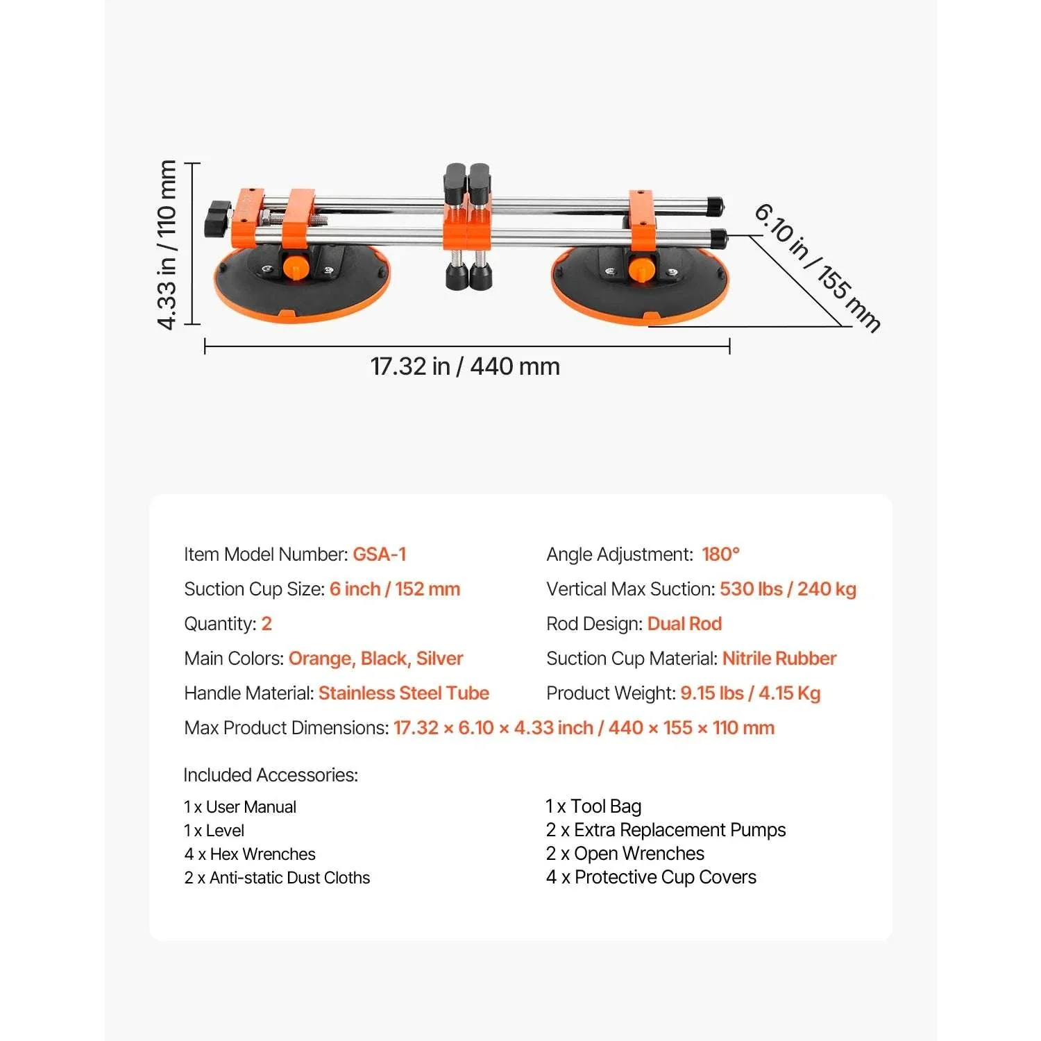 2PCS Seam Setter with 6in Vacuum Cups for Tile & Stone Leveling - Image 14