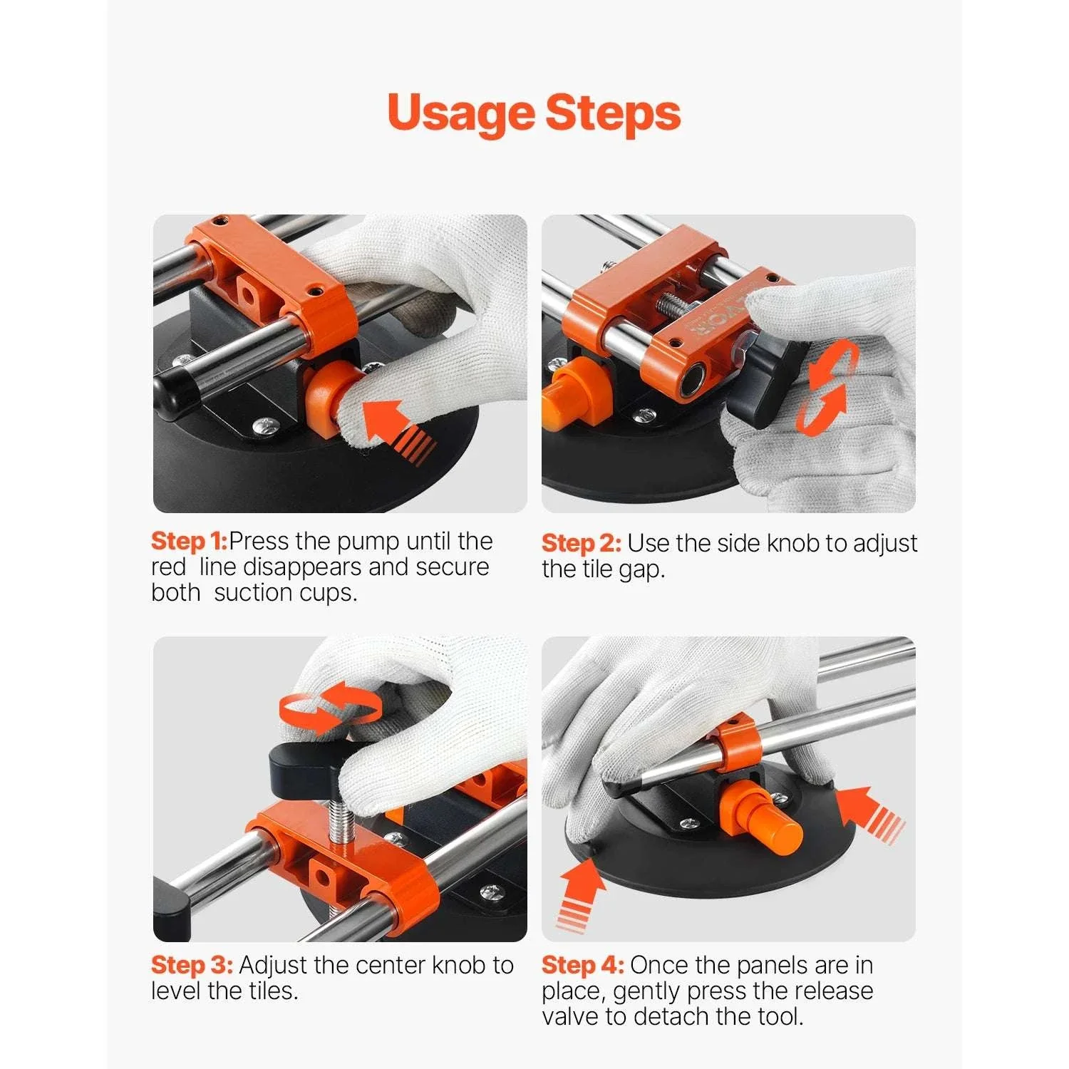 2PCS Seam Setter with 6in Vacuum Cups for Tile & Stone Leveling - Image 5