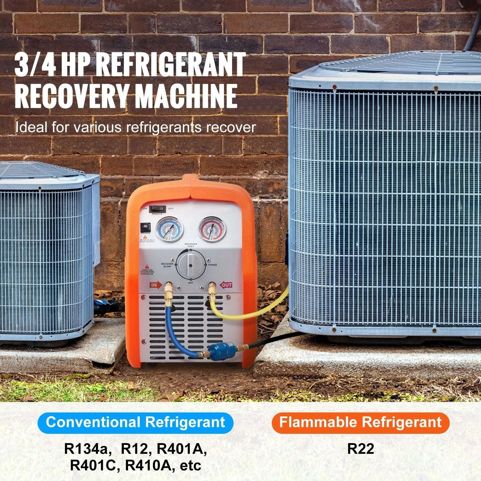3/4HP–1HP Refrigerant Recovery Machine for AC & Automotive HVAC - Image 2