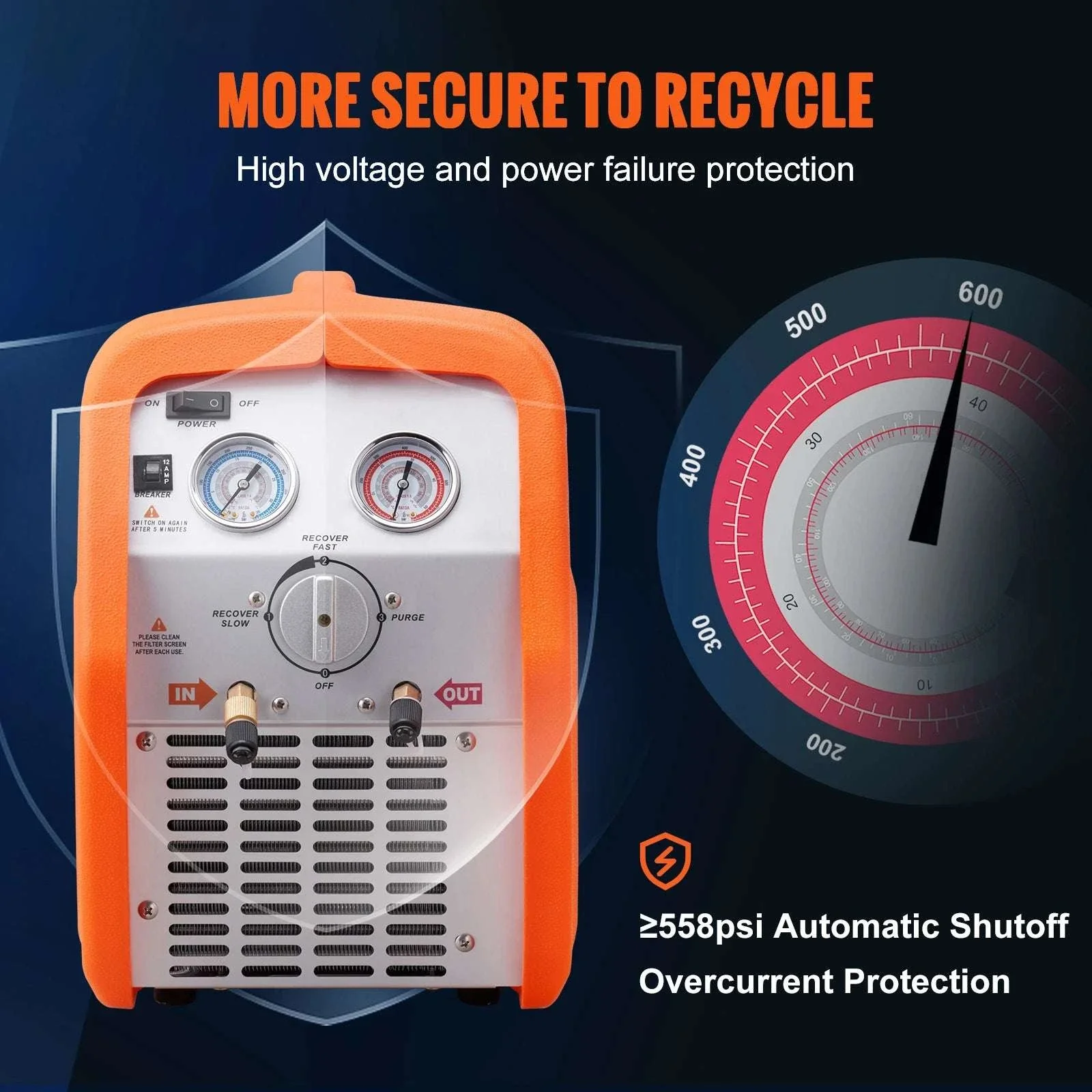3/4HP–1HP Refrigerant Recovery Machine for AC & Automotive HVAC - Image 5