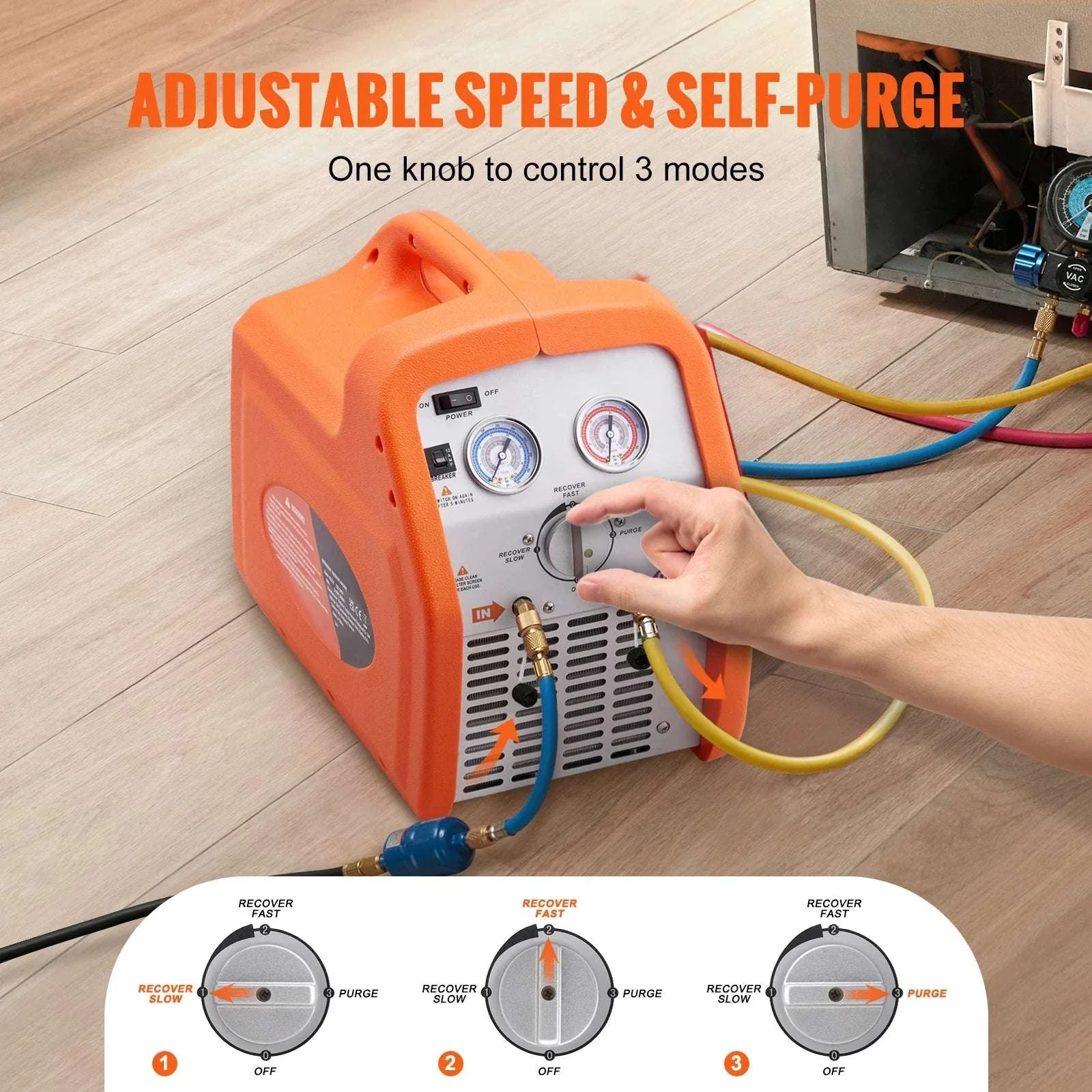3/4HP–1HP Refrigerant Recovery Machine for AC & Automotive HVAC - Image 6