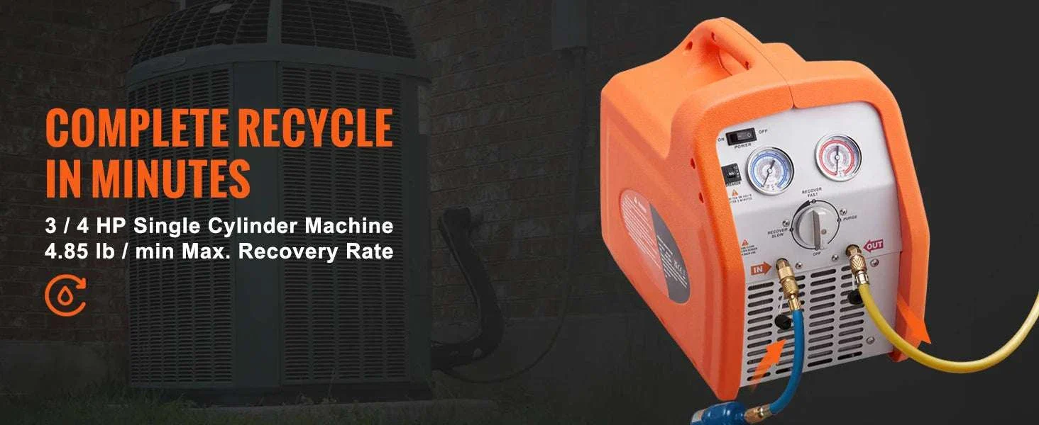 3/4HP–1HP Refrigerant Recovery Machine for AC & Automotive HVAC - Image 9
