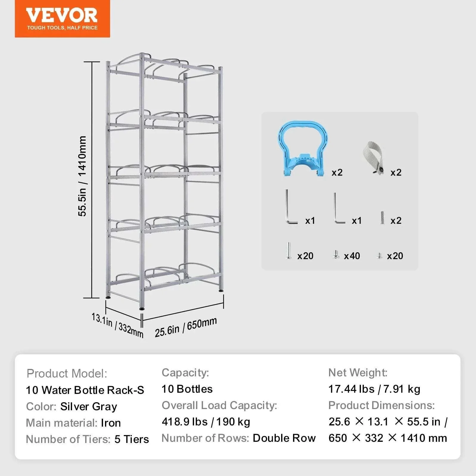Water Jug Holder Stand 3-5 Tier Rack for 6 Bottles Storage - Image 24