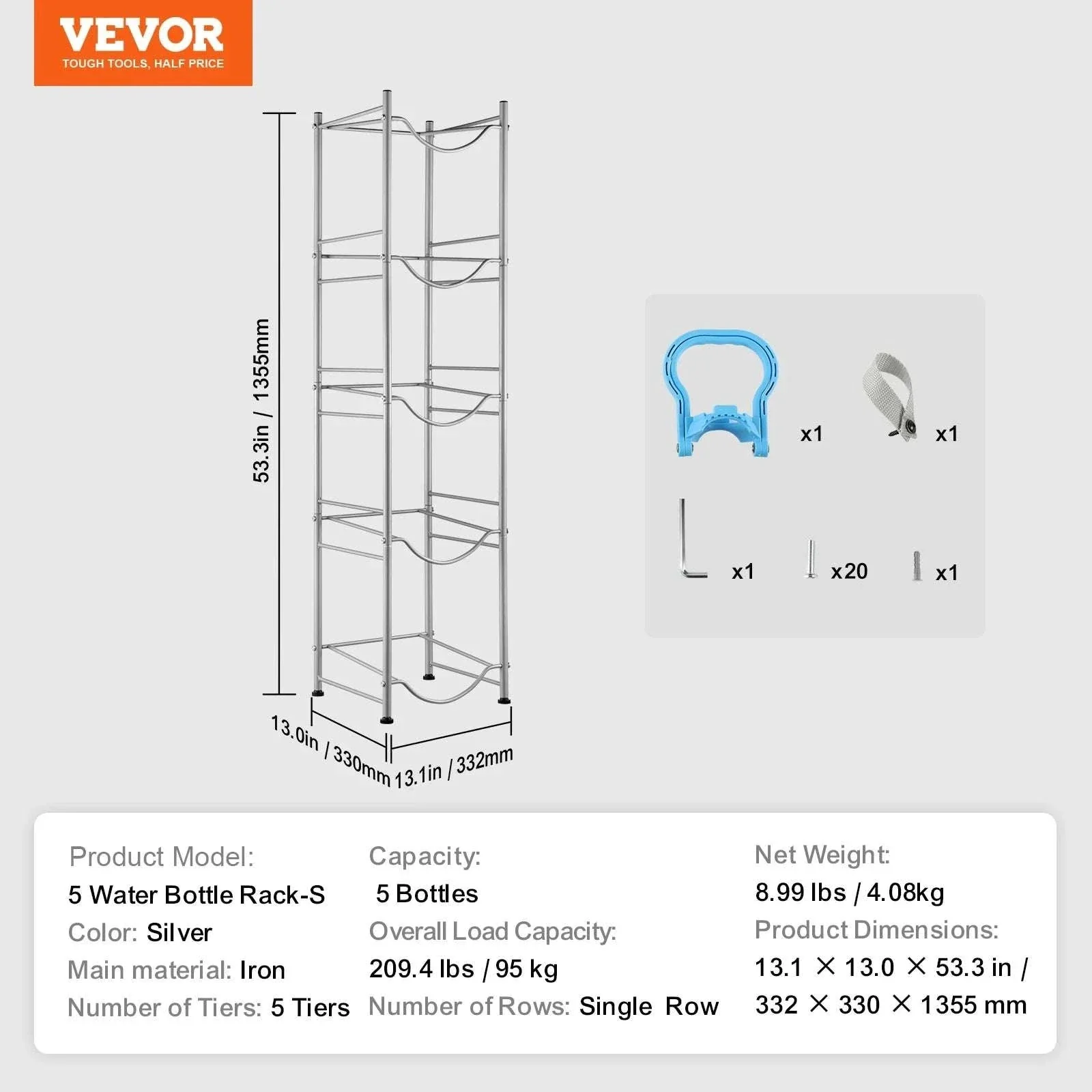 Water Jug Holder Stand 3-5 Tier Rack for 6 Bottles Storage - Image 28