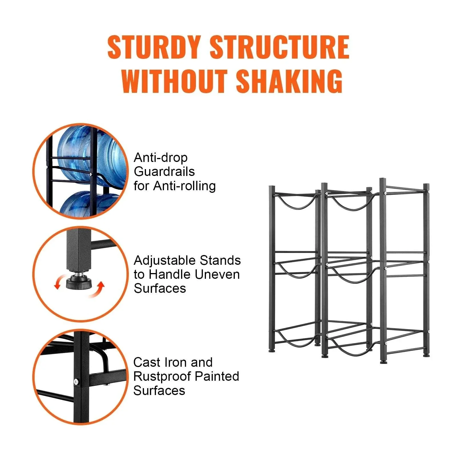 Water Jug Holder Stand 3-5 Tier Rack for 6 Bottles Storage - Image 5