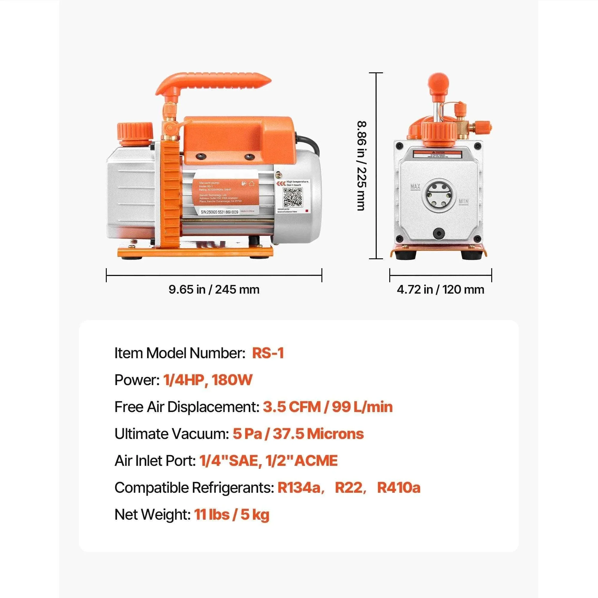 HVAC Vacuum Pump 3.5–7CFM Rotary Vane for AC Systems - Image 24