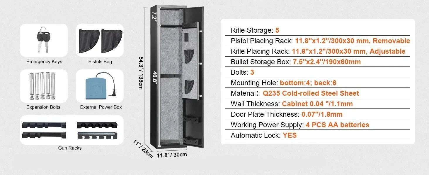 Rifle Gun Safe Cabinet with Digital Keypad or Fingerprint Lock - Image 23