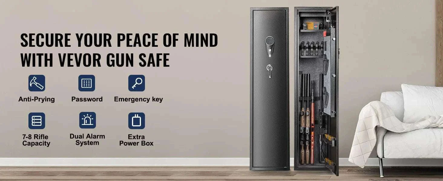 Rifle Gun Safe Cabinet with Digital Keypad or Fingerprint Lock - Image 8
