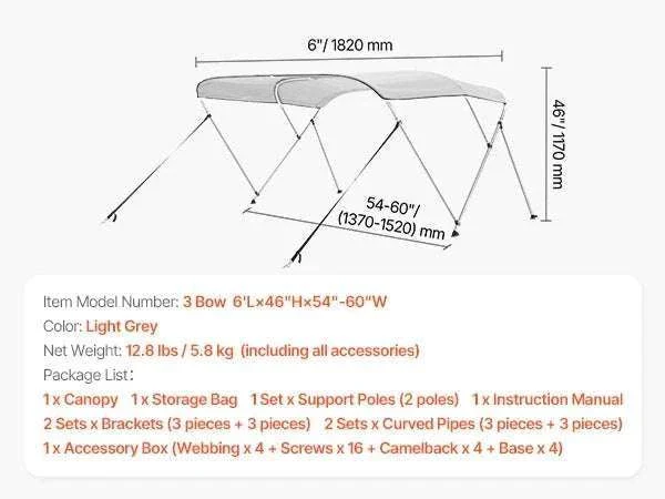 3 Bow Boat Bimini Top 600D Waterproof Sun Shade Canopy - Image 29