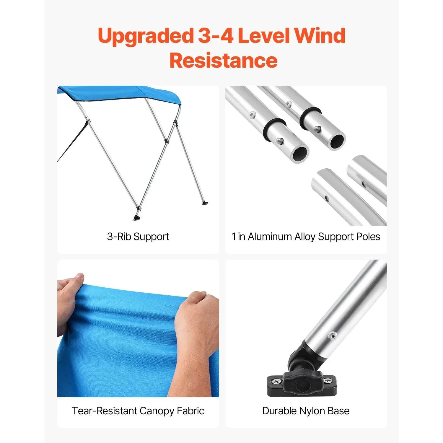 3 Bow Boat Bimini Top 600D Waterproof Sun Shade Canopy - Image 3