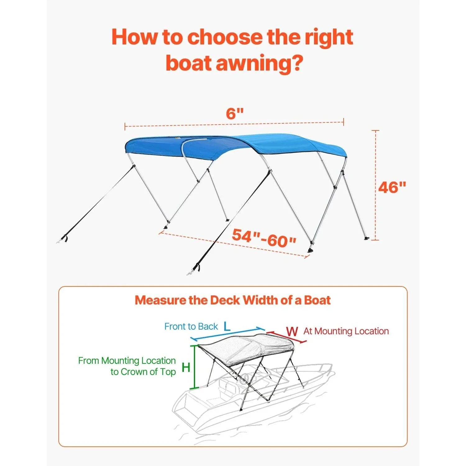 3 Bow Boat Bimini Top 600D Waterproof Sun Shade Canopy - Image 5