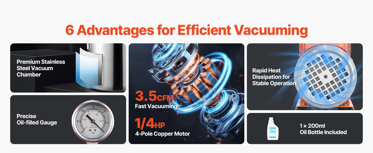 Vacuum Chamber Kit 3.5 CFM Pump for Resin Degassing & Wood Stabilizing - Image 10