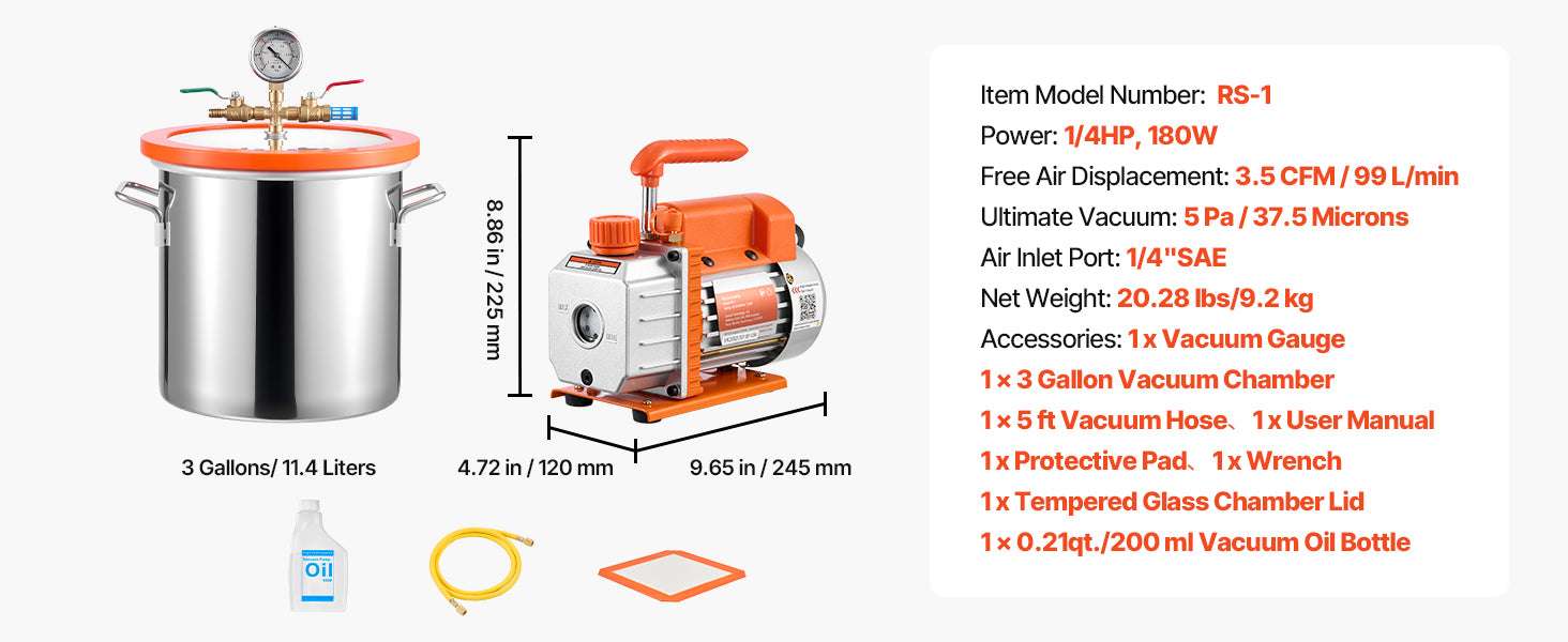 Vacuum Chamber Kit 3.5 CFM Pump for Resin Degassing & Wood Stabilizing - Image 19