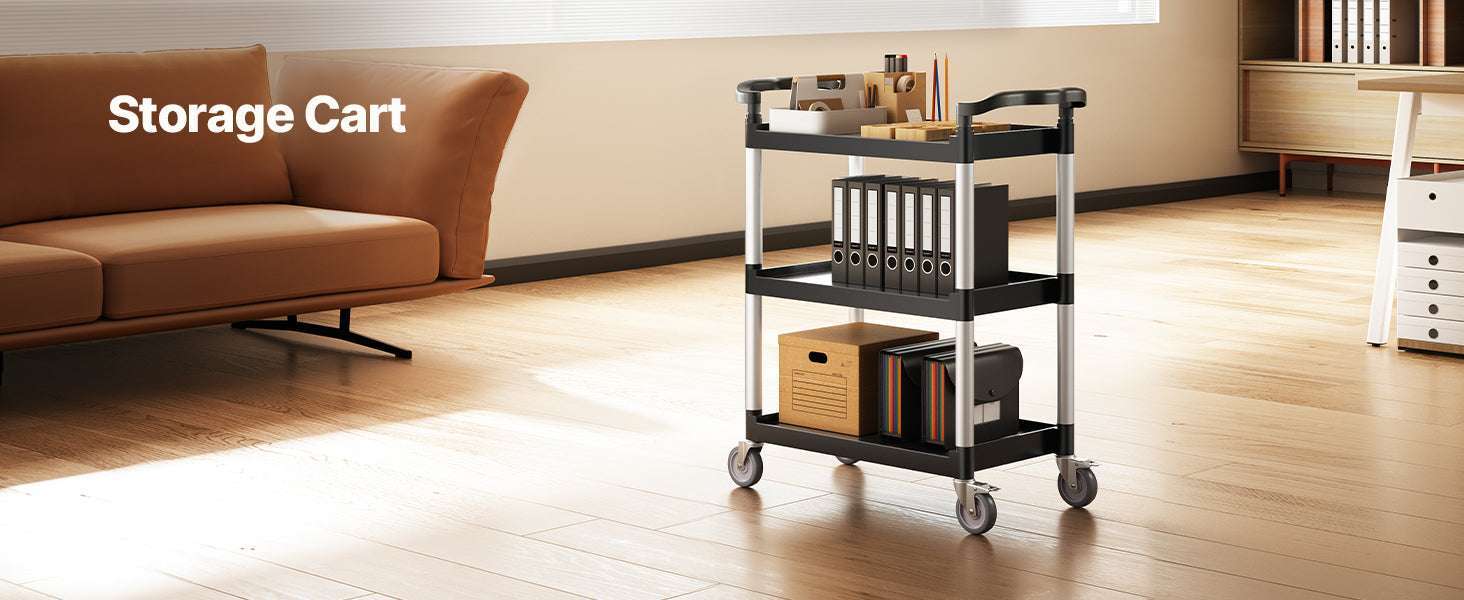 3-Tier Rolling Utility Cart with Wheels, Heavy-Duty Storage Trolley - Image 19