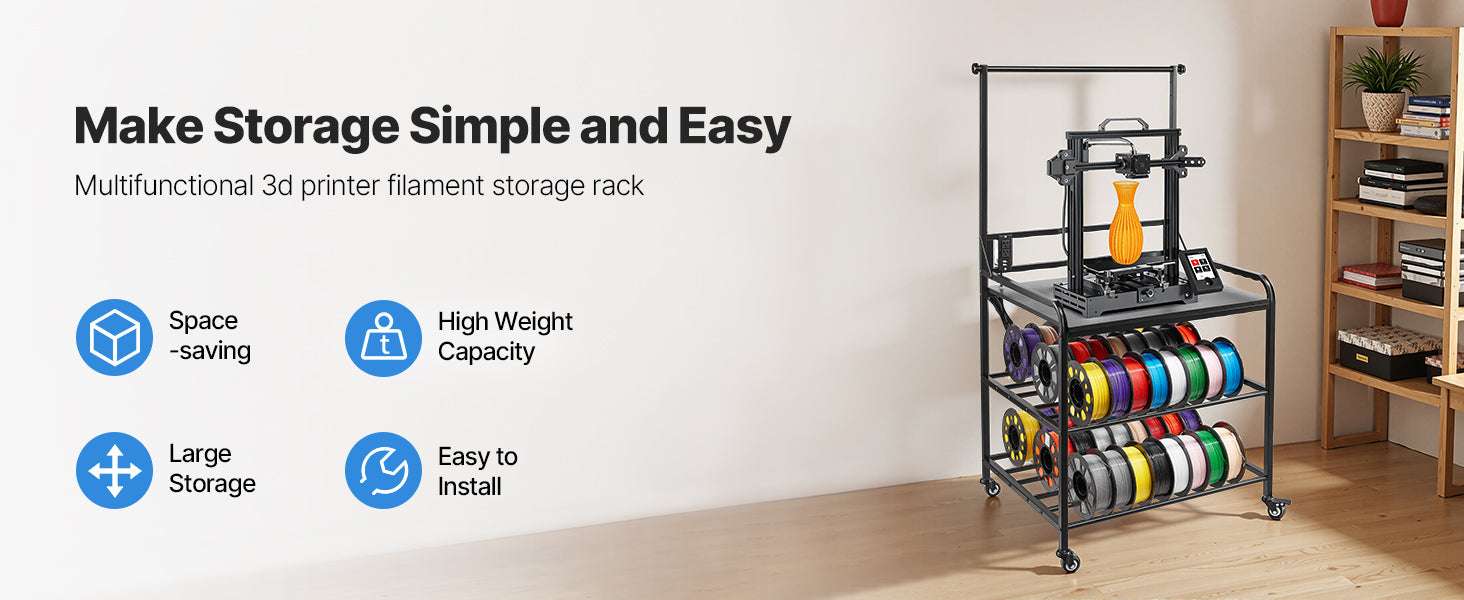 3-Tier 3D Printer Filament Storage Rack with Wheels & Power - Image 8
