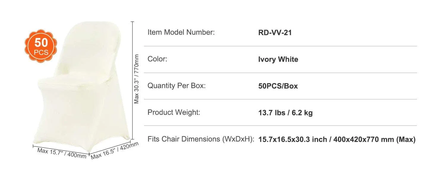 Stretch Spandex Chair Covers 30/50 Pack for Weddings & Events - Image 12