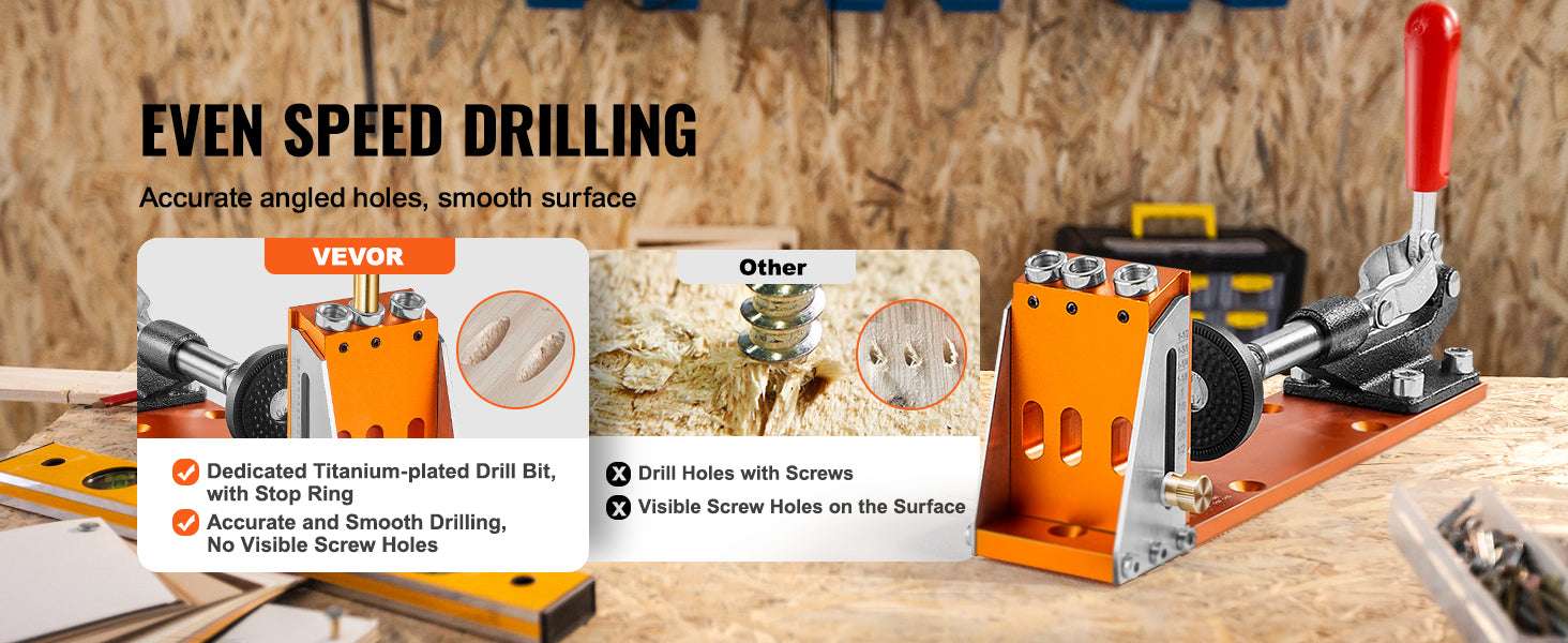 Adjustable Pocket Hole Jig Kit with Drill Bits & 30-Piece Set - Image 10