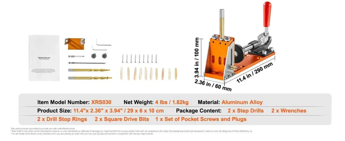 Adjustable Pocket Hole Jig Kit with Drill Bits & 30-Piece Set - Image 13