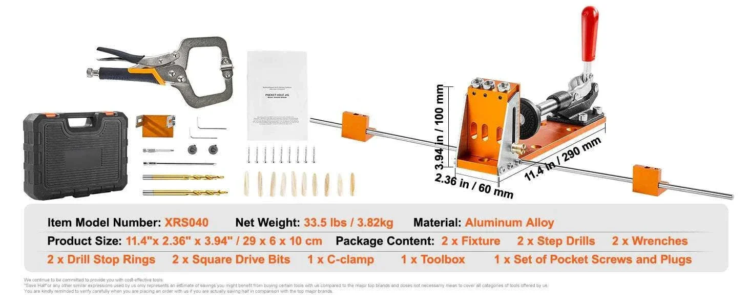 Adjustable Pocket Hole Jig Kit with Drill Bits & 30-Piece Set - Image 14