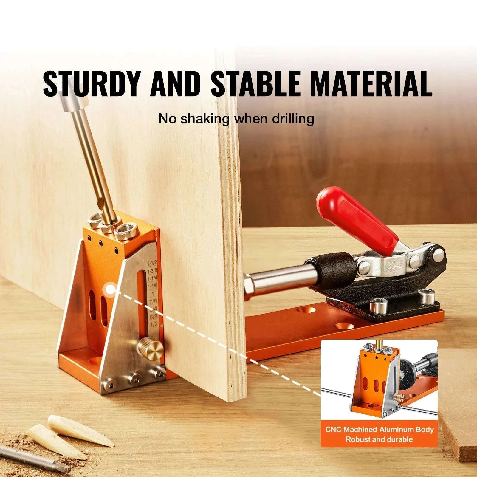 Adjustable Pocket Hole Jig Kit with Drill Bits & 30-Piece Set - Image 2