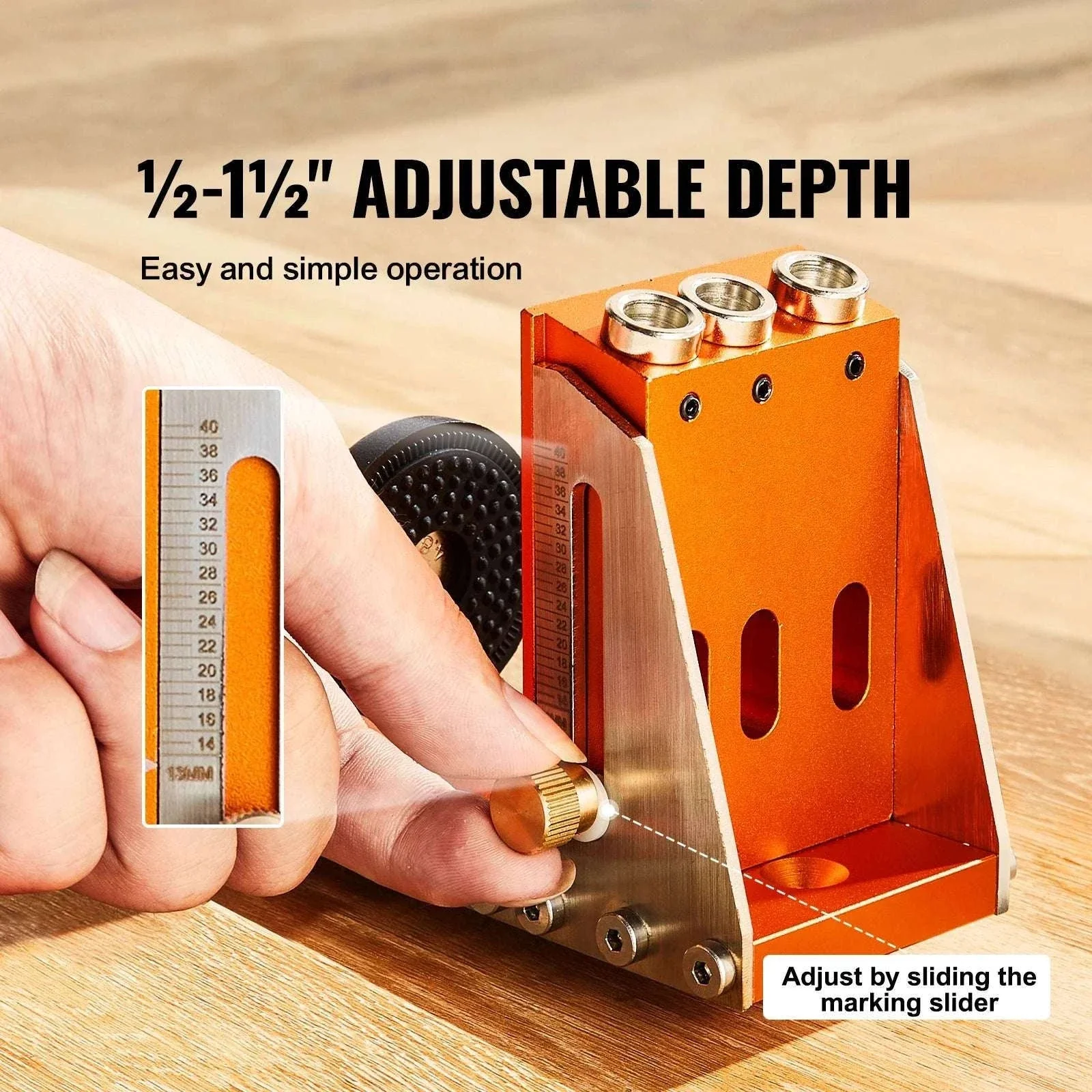 Adjustable Pocket Hole Jig Kit with Drill Bits & 30-Piece Set - Image 3
