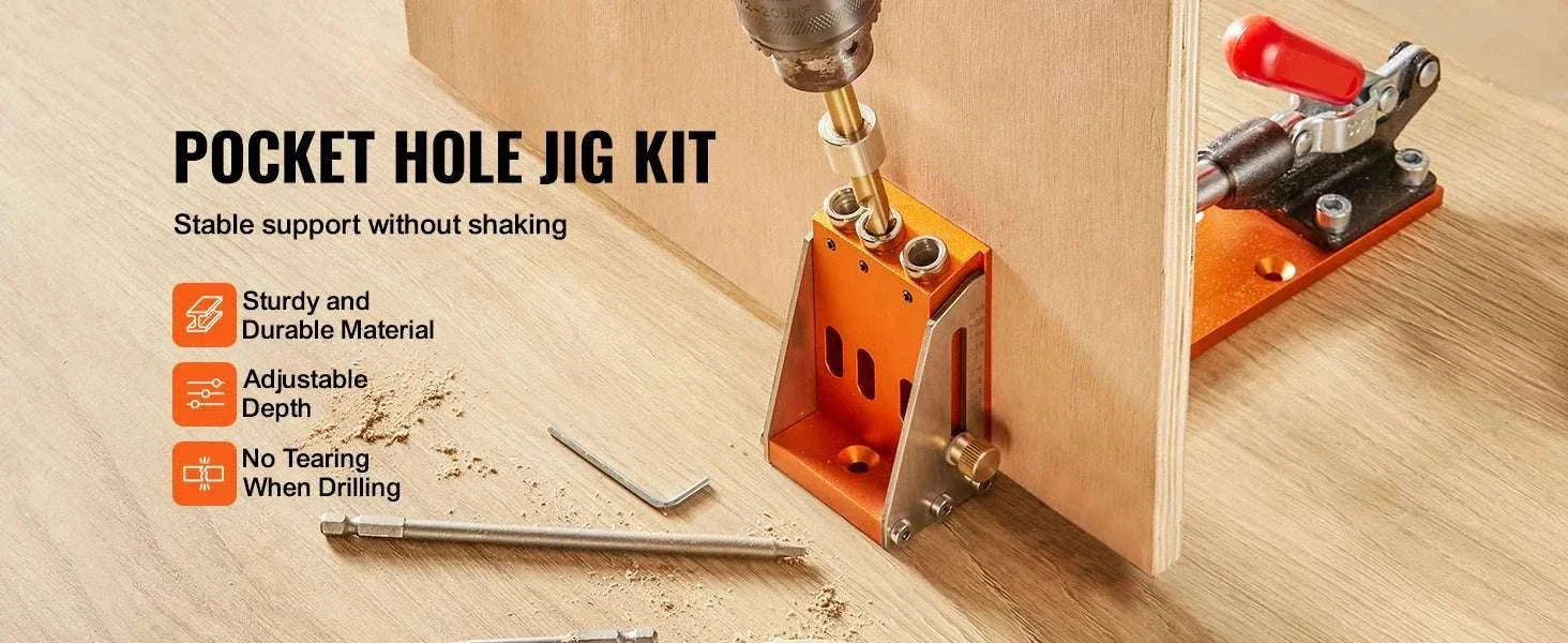 Adjustable Pocket Hole Jig Kit with Drill Bits & 30-Piece Set - Image 8