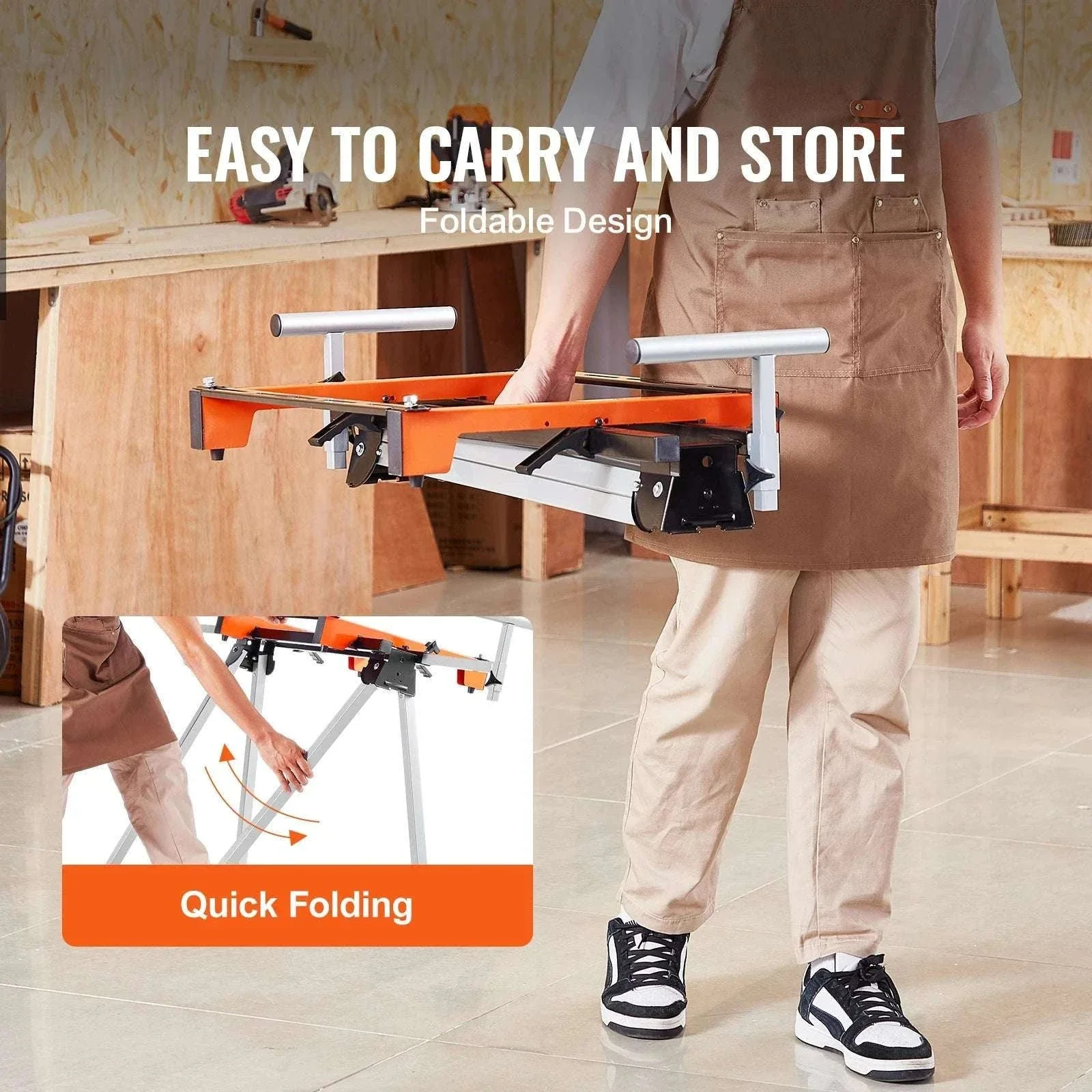 Adjustable Folding Miter Saw Stand with 300–550 lb Capacity - Image 3