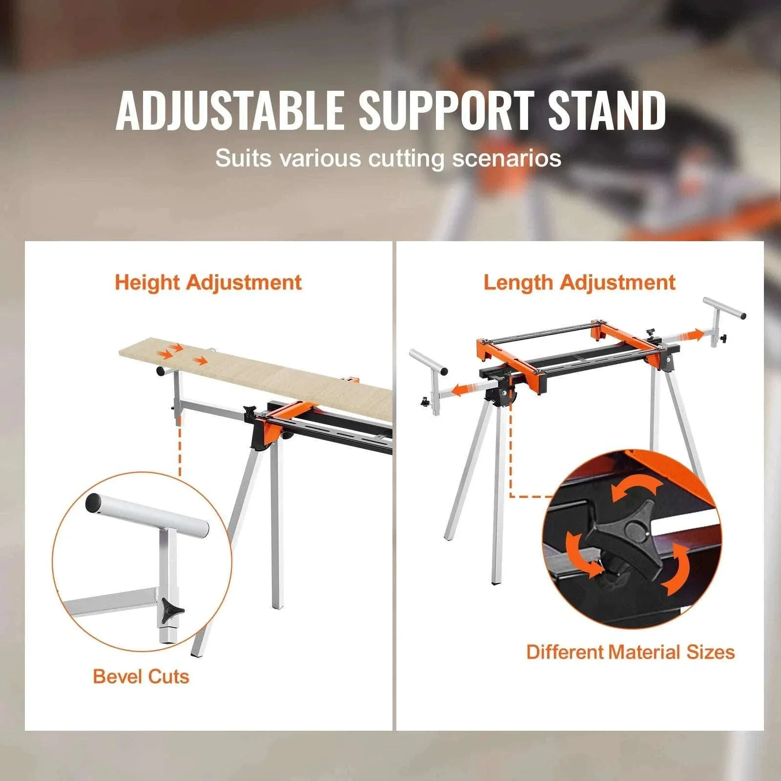 Adjustable Folding Miter Saw Stand with 300–550 lb Capacity - Image 4
