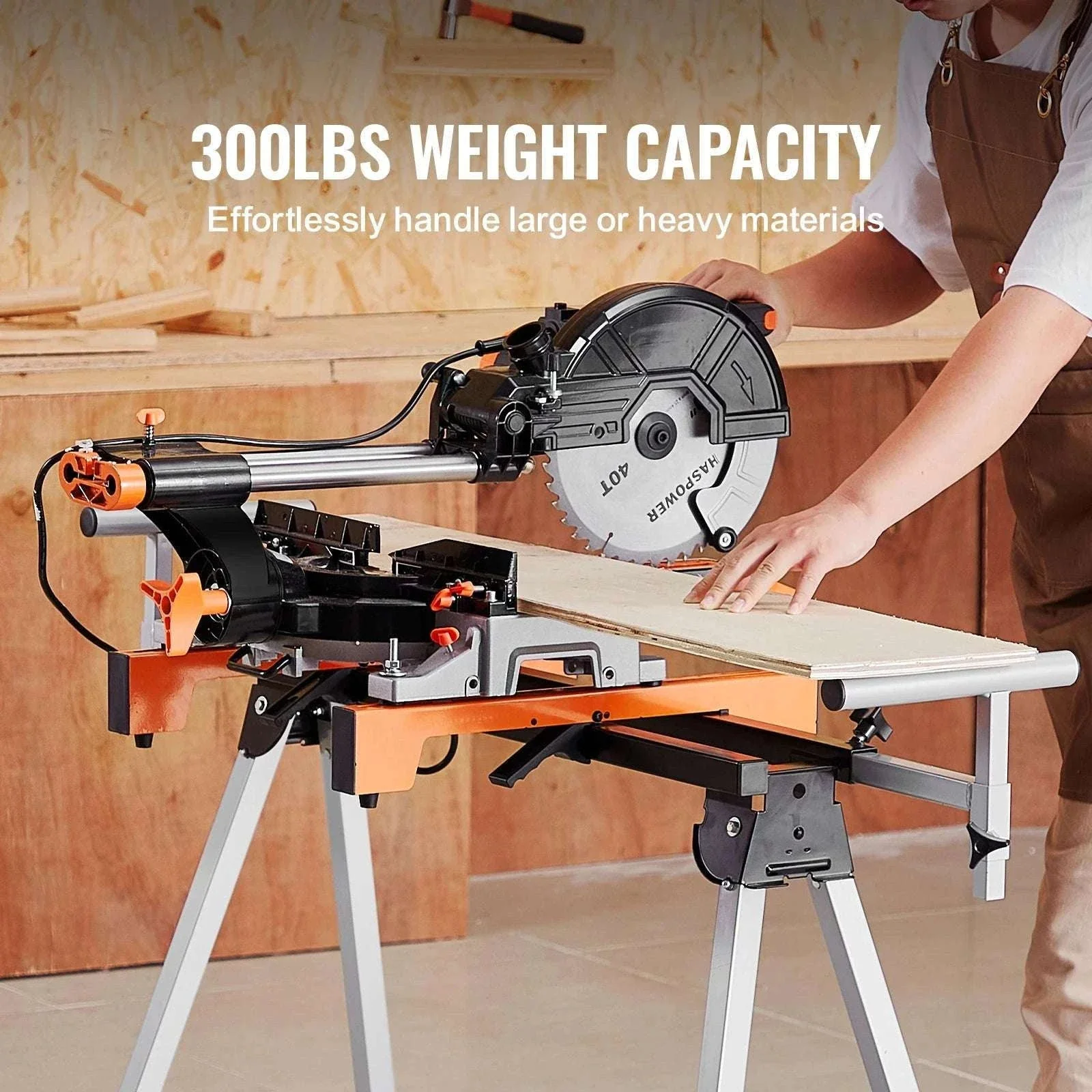Adjustable Folding Miter Saw Stand with 300–550 lb Capacity - Image 6