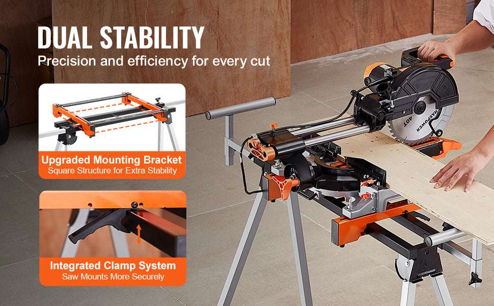 Adjustable Folding Miter Saw Stand with 300–550 lb Capacity - Image 9