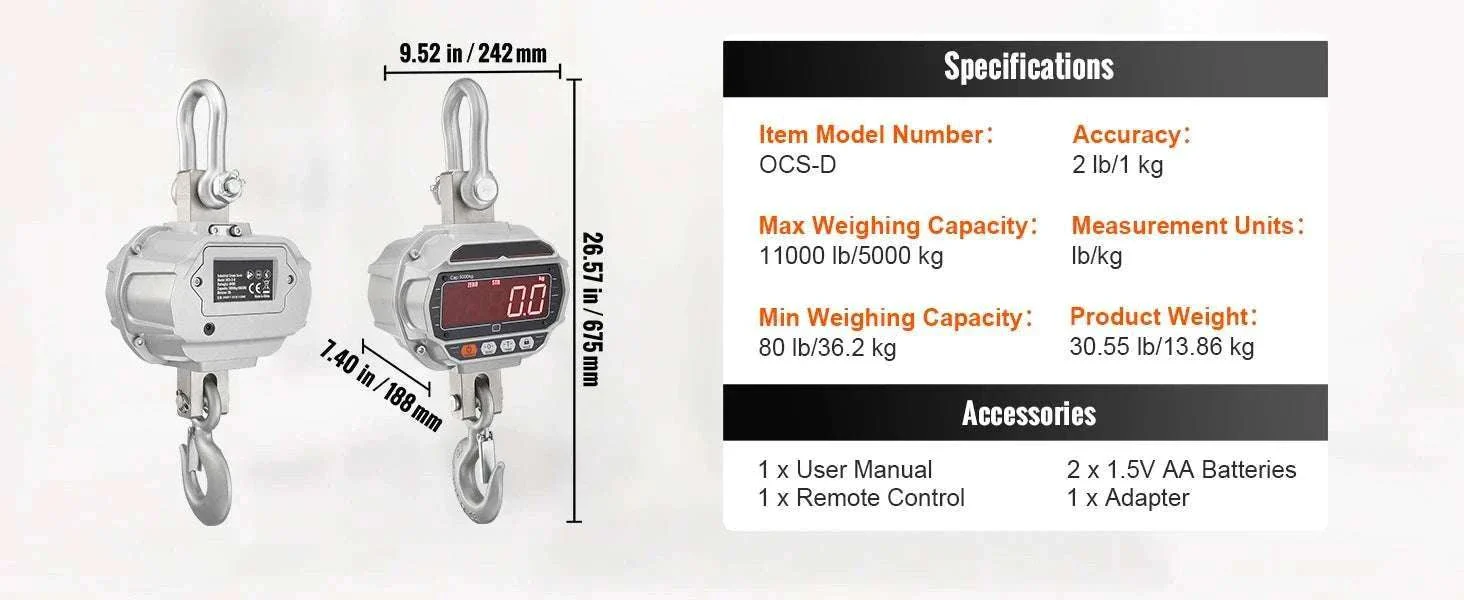 Digital Crane Scale 3000–5000 kg Heavy Duty Hanging Scale with Remote - Image 13