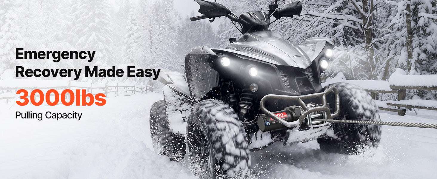 3000lb Electric ATV Winch 12V with Steel Rope & Wired Remote - Image 8
