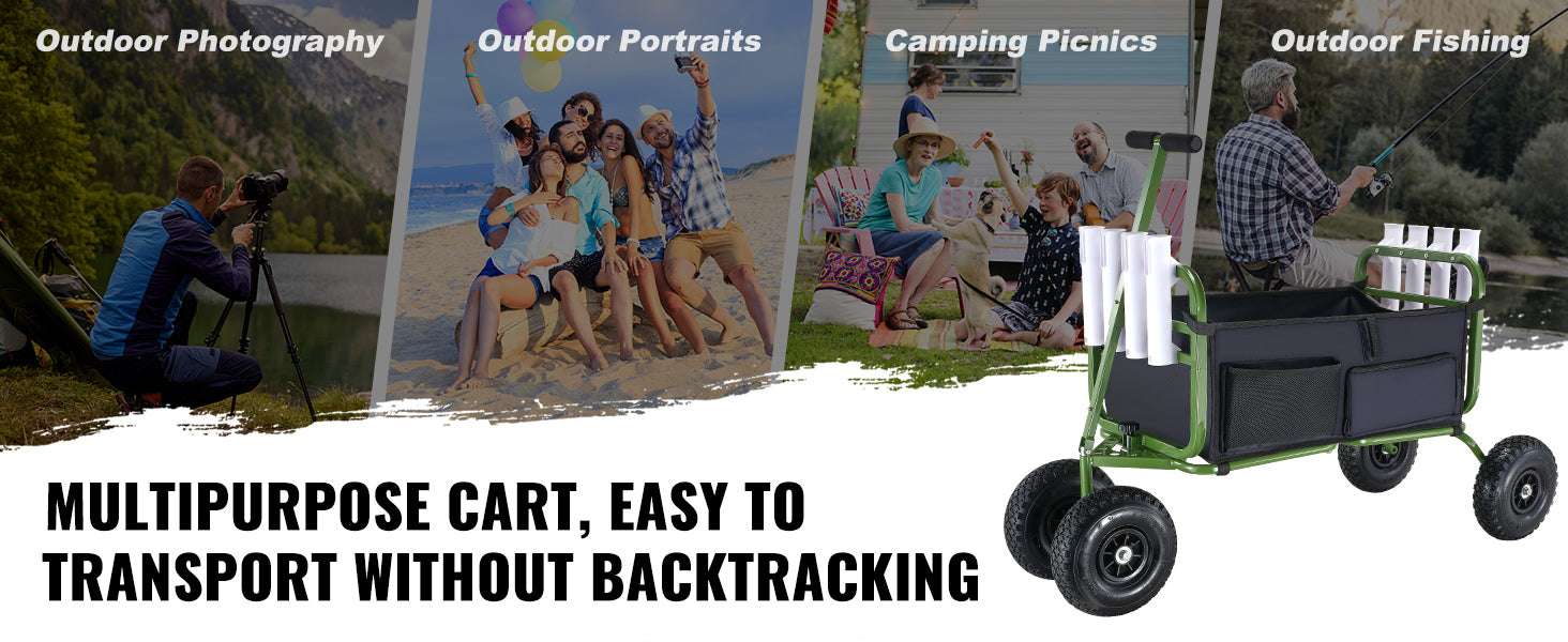 Beach Fishing Cart with 300lb Capacity, 11" Wheels & 8 Rod Holders - Image 12