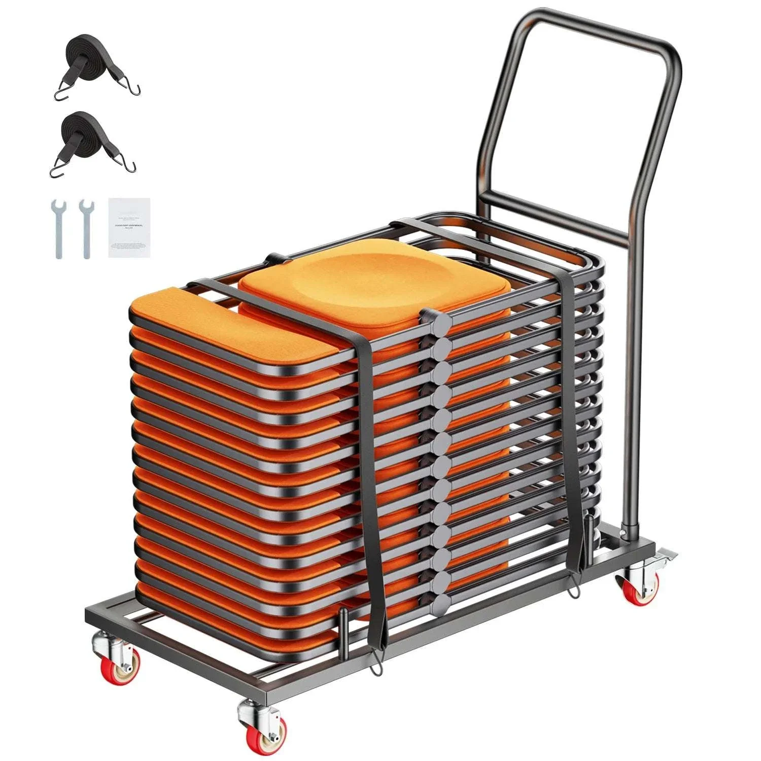 Folding Chair Rack Cart Holds 25 Chairs 300LB Capacity Dolly