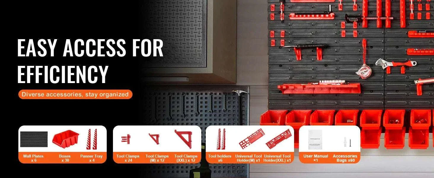30-Bin Wall Mounted Storage Organizer with Panels & Hooks - Image 8