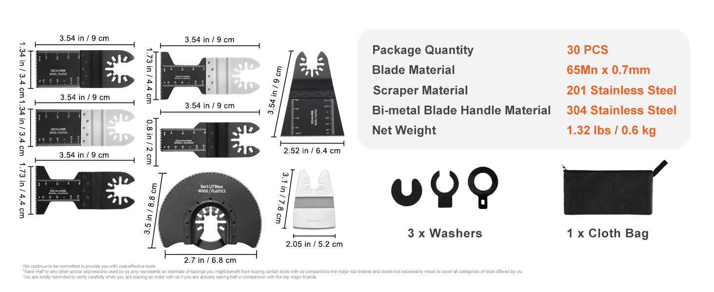 30PCS Oscillating Multi Tool Blade Kit Universal Quick Release Set - Image 13
