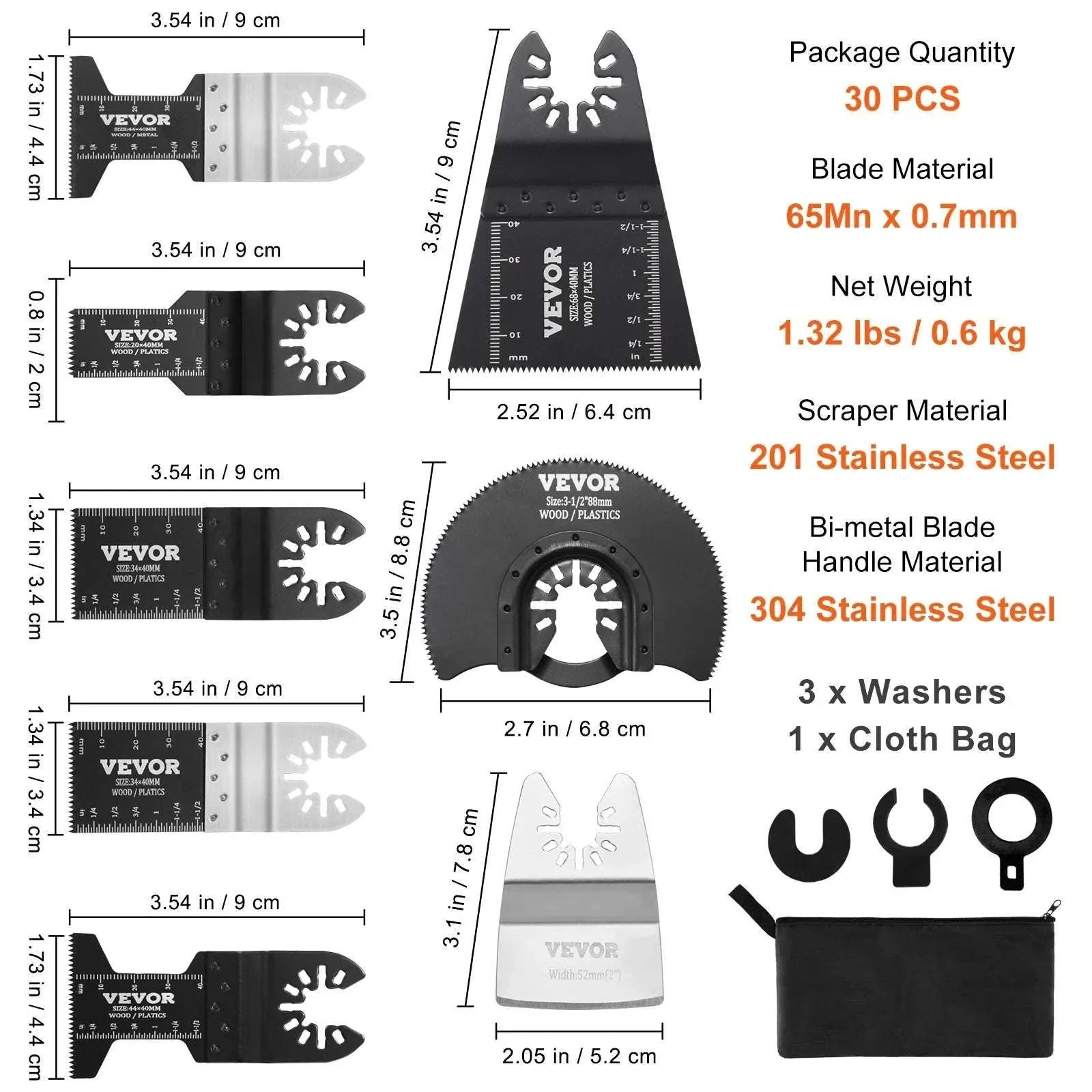30PCS Oscillating Multi Tool Blade Kit Universal Quick Release Set - Image 14