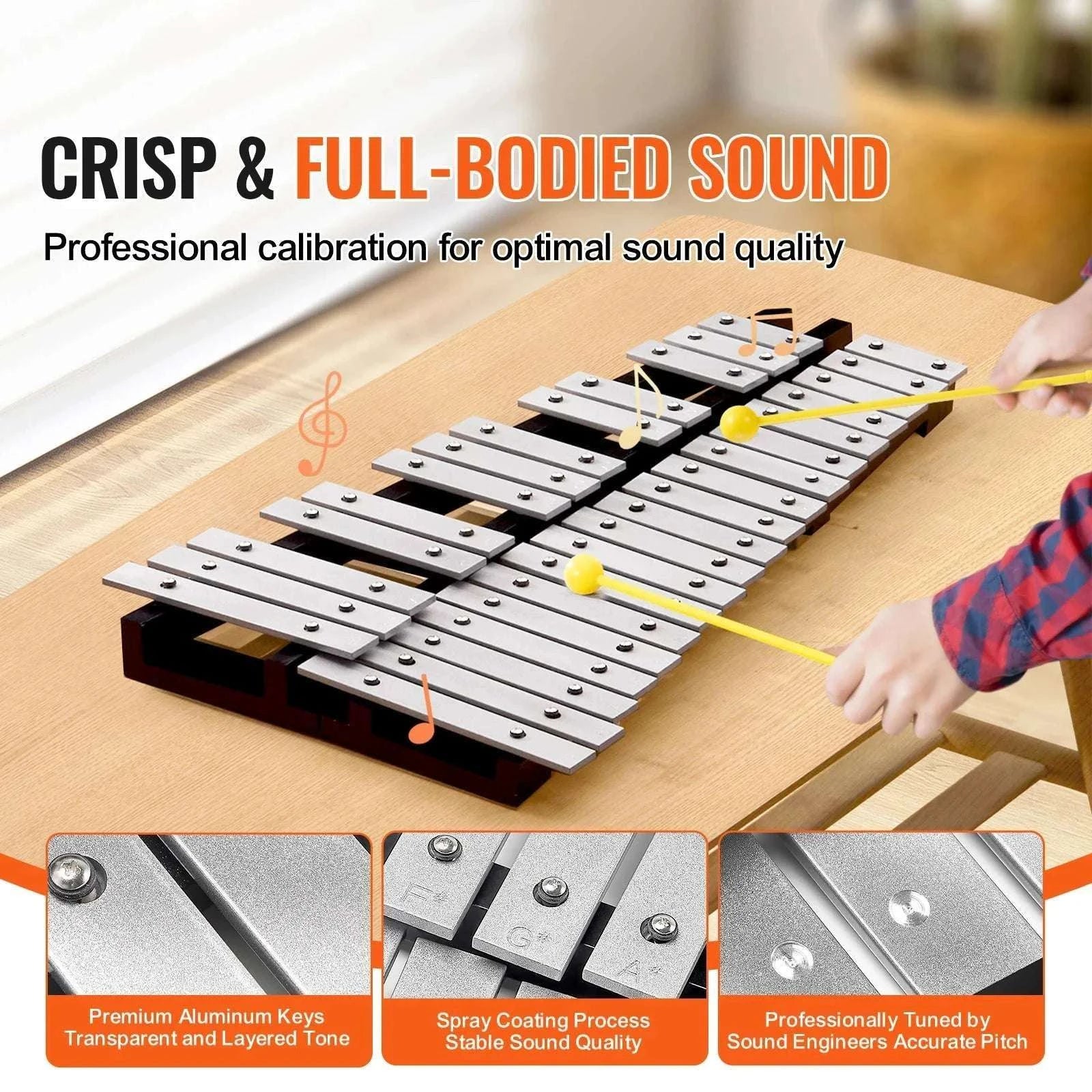 32 Note Glockenspiel Xylophone Kit with Stand, Mallets & Bag - Image 2