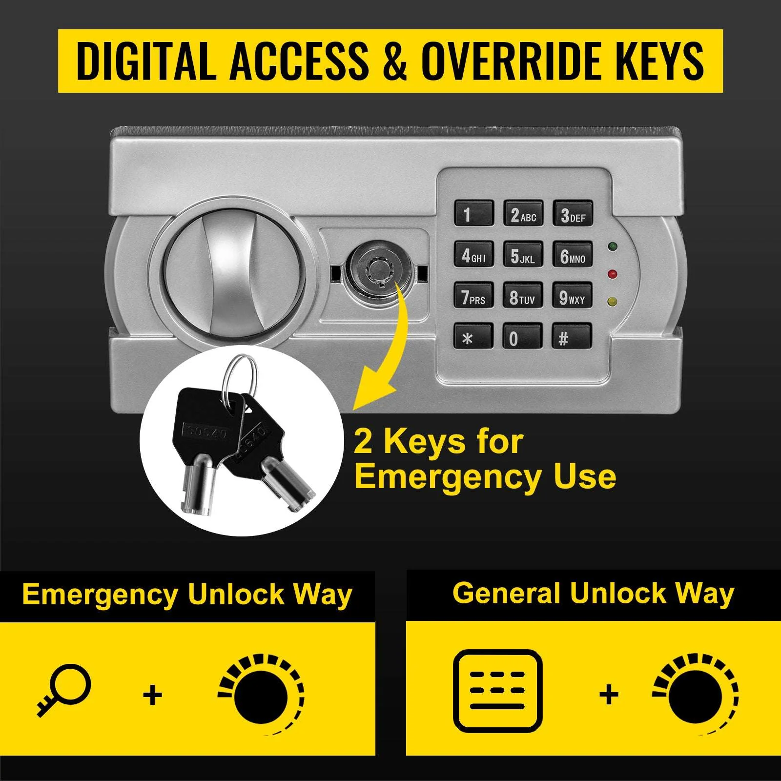 33" Double Door Steel Safe with Digital Lock & Hidden Storage - Image 10